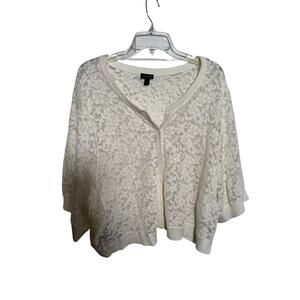 Torrid Short Sleeve Button Up Cardigan Sweater Size 5X White Lace